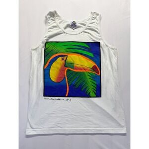 Vintage Kanan Banana Tank Top Mens Large White Graphic Print‎ Toucan Cancun